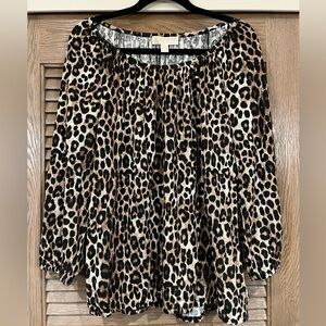 Michael Kors Leopard Print Blouse - Black and Brown